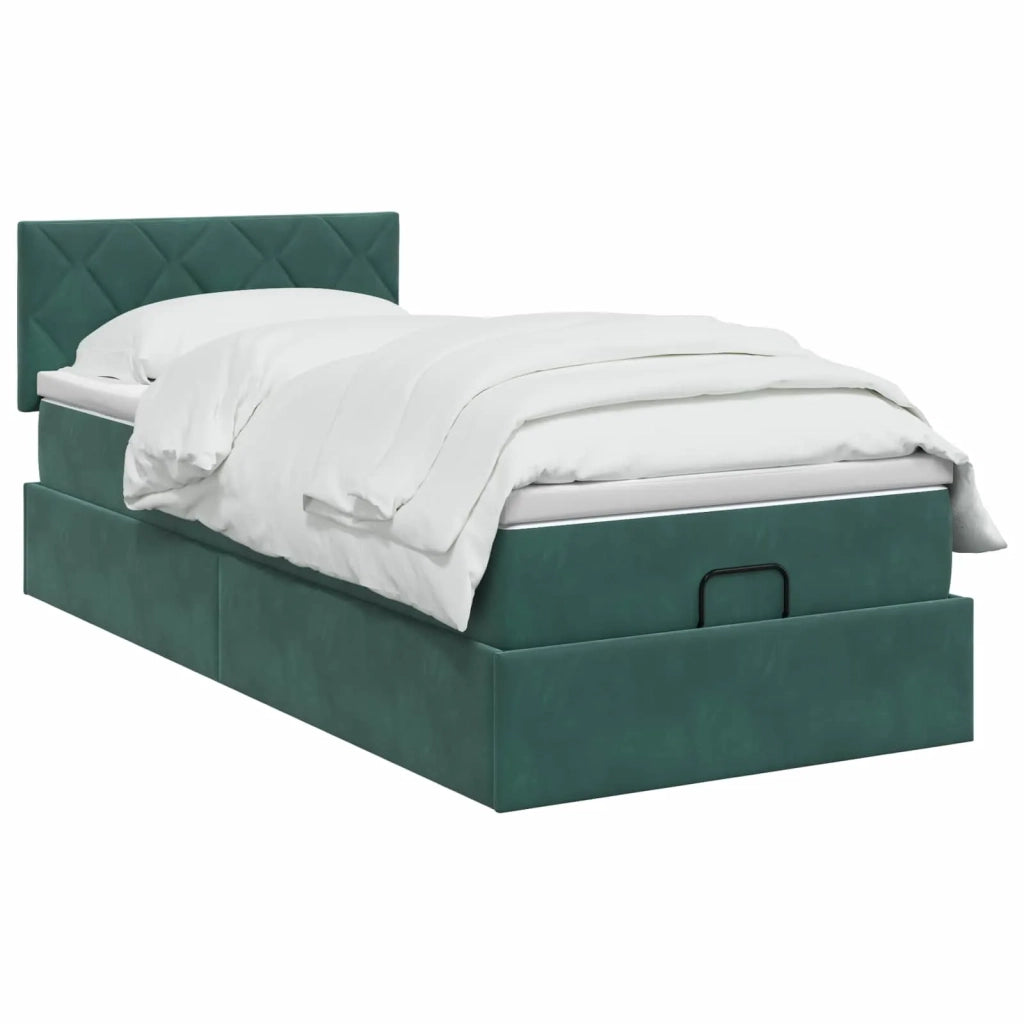 Letto Ottomano con Materasso e LED Verde Scuro 80 x 200 cm 3457176
