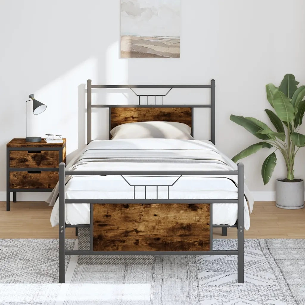 Giroletto senza Materasso-Struttura Letto Rovere Fumo 75x190 cm in Truciolato 173434