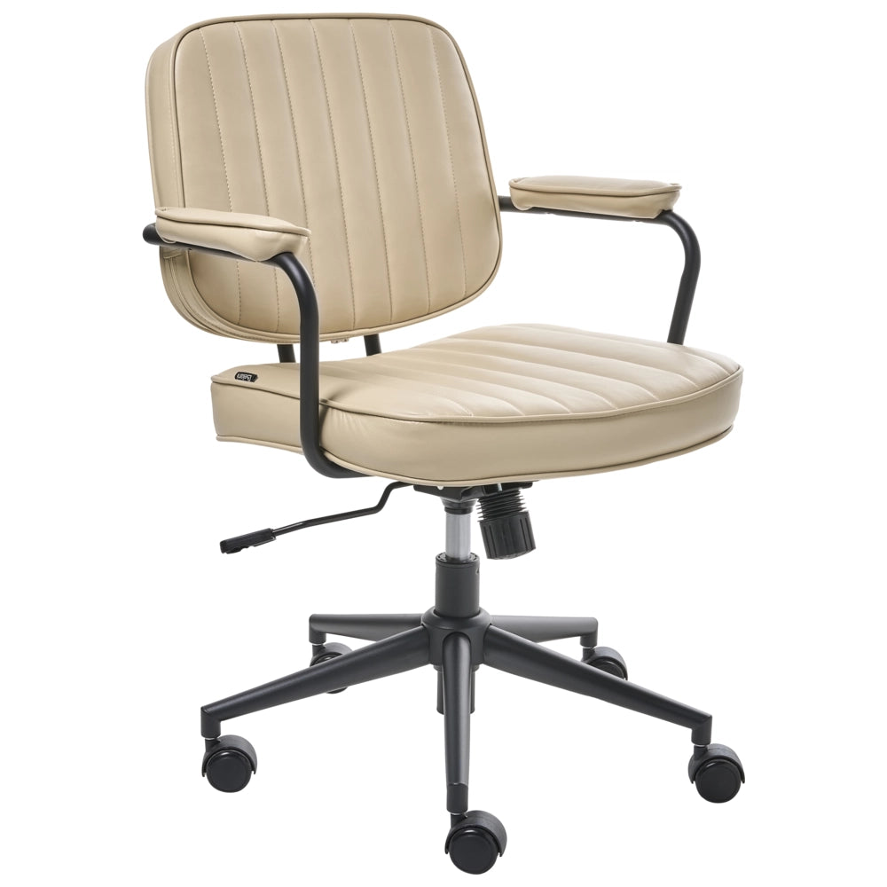 Sedia da ufficio retrò in similpelle beige stile retò tradizionale per ufficio di casa