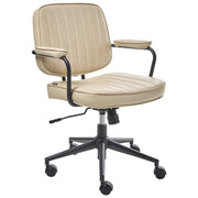 Sedia da ufficio retrò in similpelle beige stile retò tradizionale per ufficio di casa