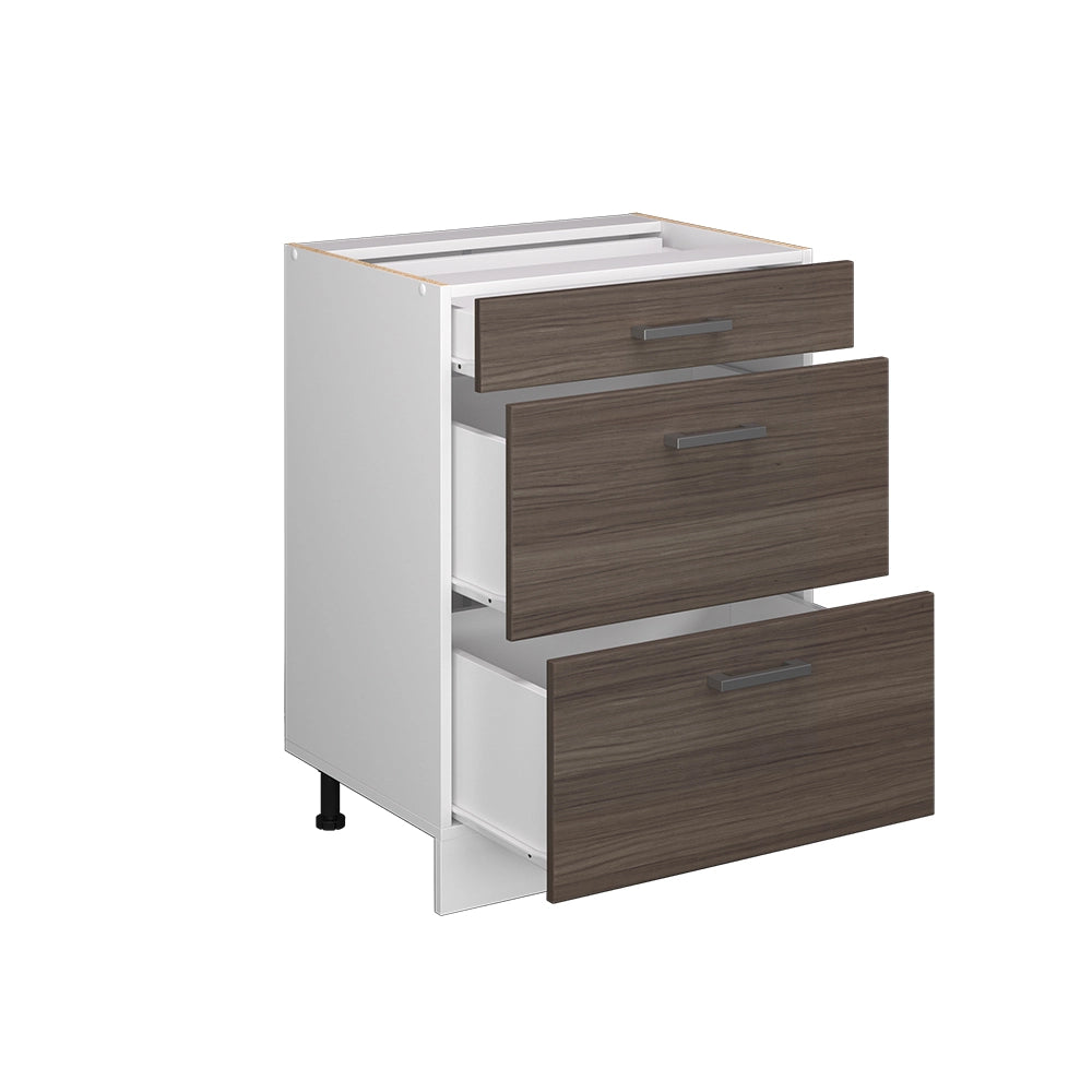 Vicco Mobiletto base per cucina Grigio 60 cm con cassetti, PL Rovere