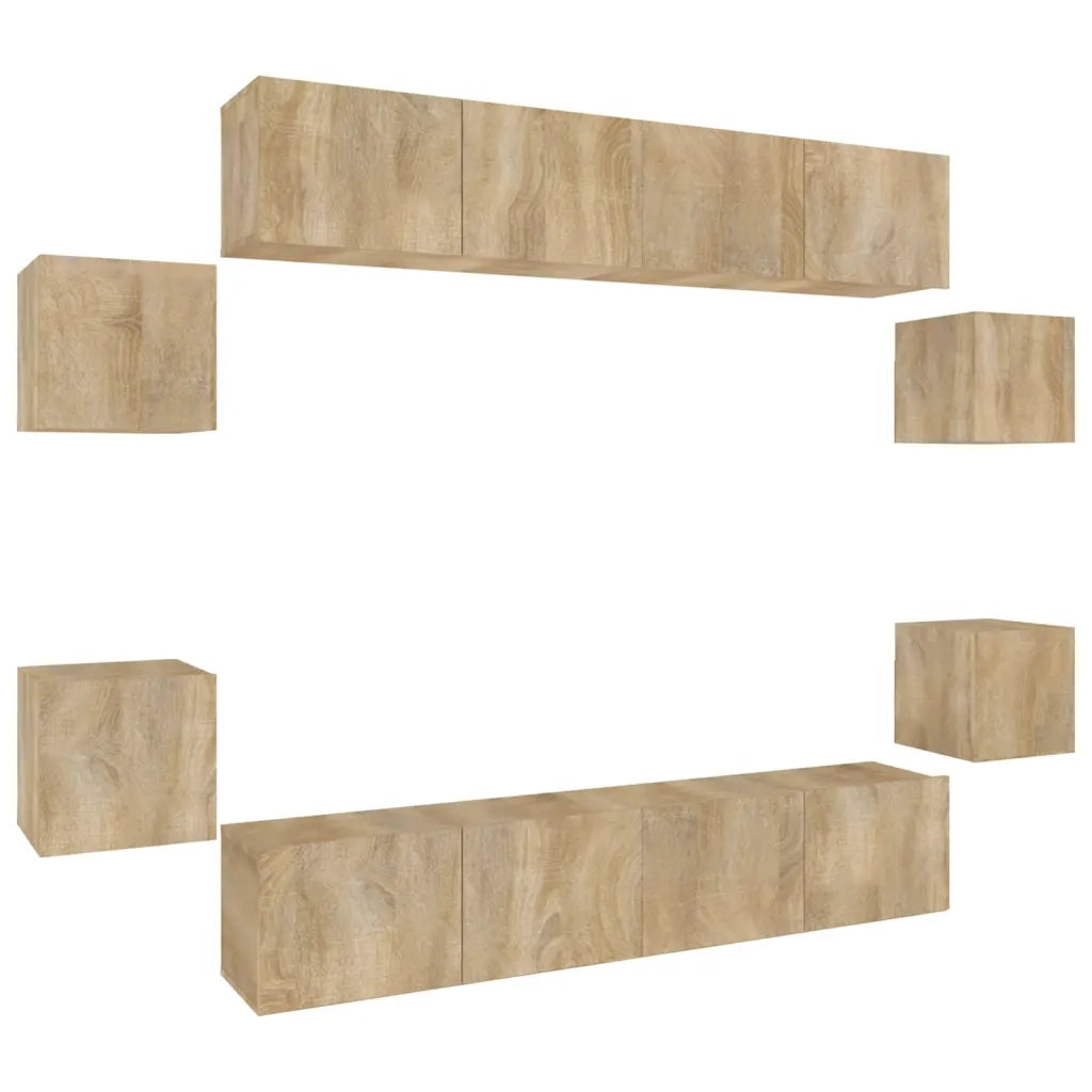 Set Mobili Porta TV 8pz Rovere Sonoma in Legno Multistrato cod mxl 11931