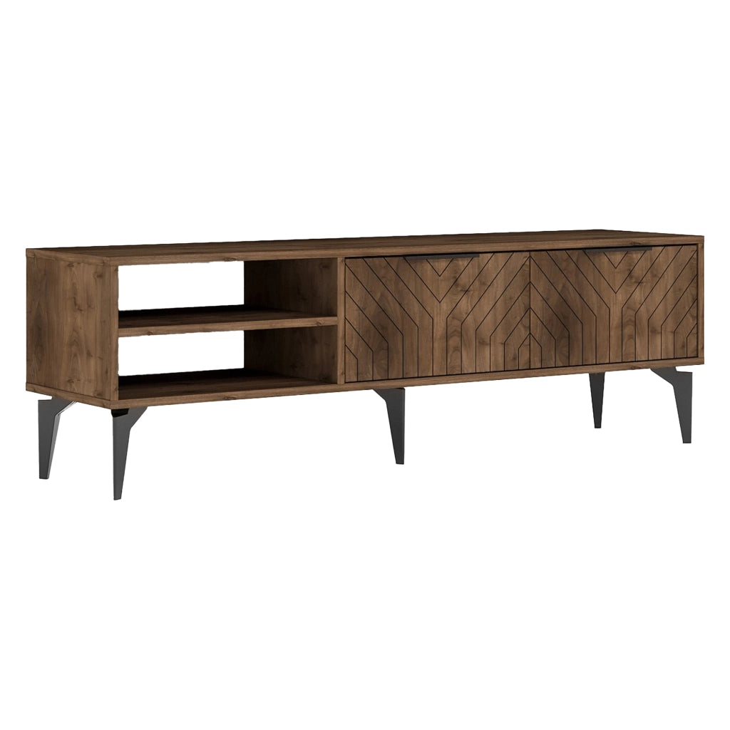 Sambuci, Mobile Porta tv un Ripiano, 160x30x50h cm Marrone Noce