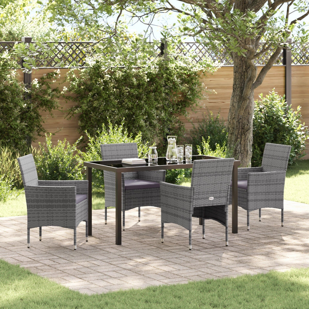 Set da Pranzo da Giardino 5 pezzi Grigio Rattan PE