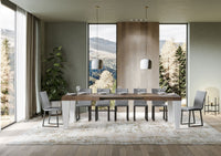 Tavolo Allungabile 160/420x90x77 cm Spimbo Mix  piano Noce gambe Bianco Frassino