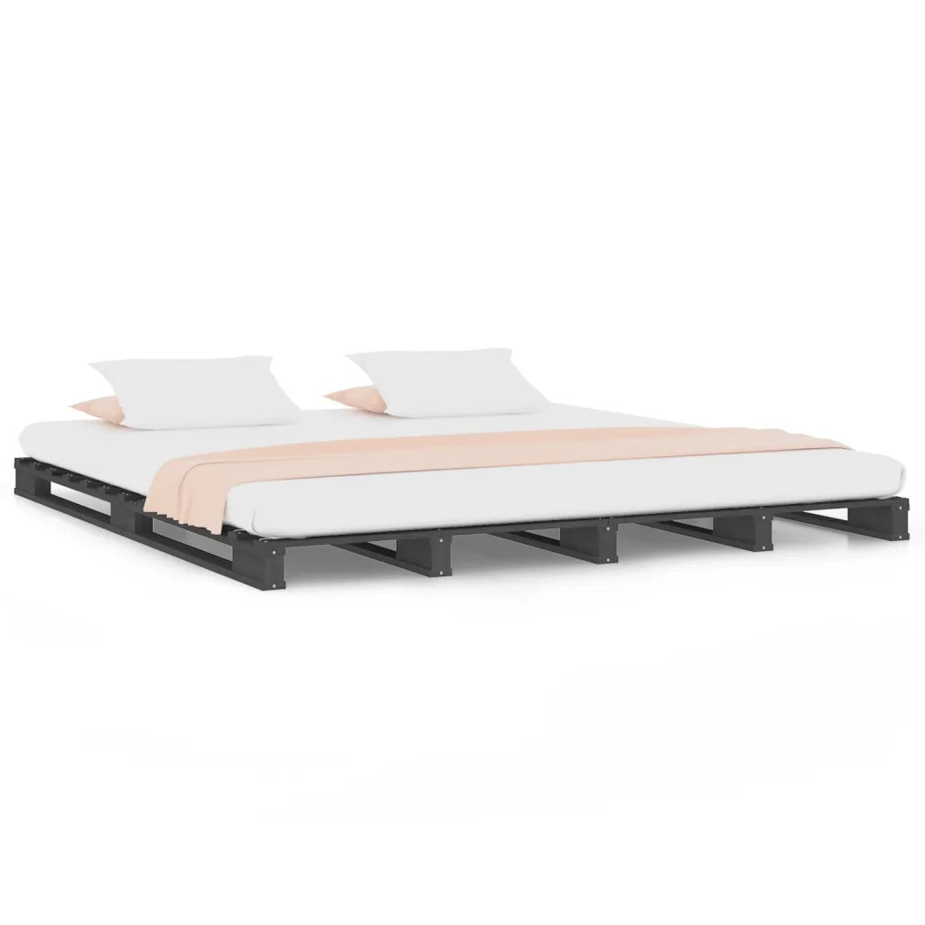 Letto a Pallet Grigio 150x200 cm Massello di Pino 5FT King Size 821399