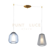SOSPENSIONE OTTONE SAT. 2 LUCI SPOSTABILE VETRI BETA BL + GAMMA FU 1176OS-S2 S BG-MC