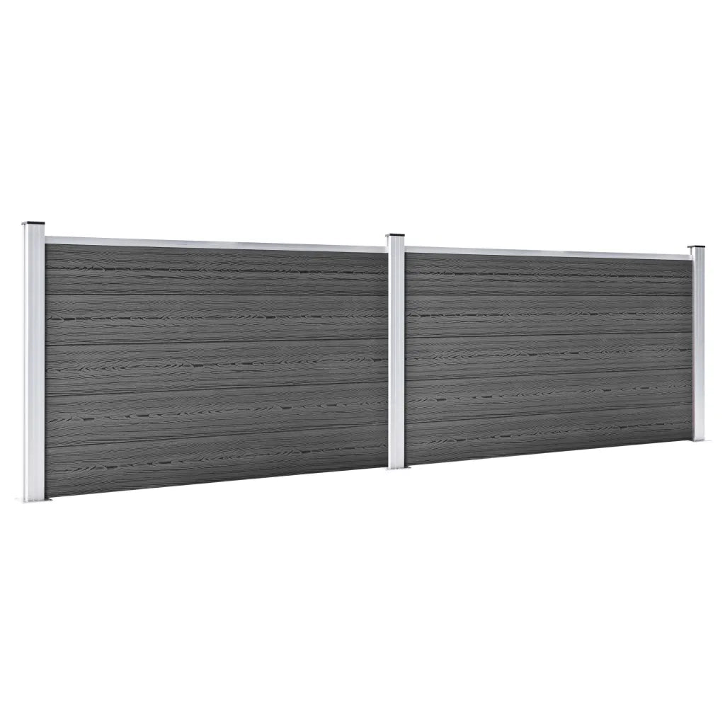 Set Pannelli di Recinzione in WPC 353x105 cm Nero