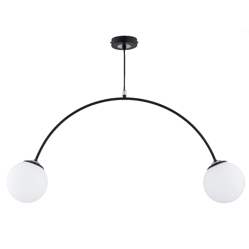 Lampada sospensione Bend arco nero 2 sfere E14 Alfa