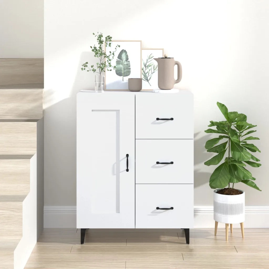 Credenza-Buffet-Armadio da cucina Bianca 69,5x34x90 cm in Legno Multistrato 439202