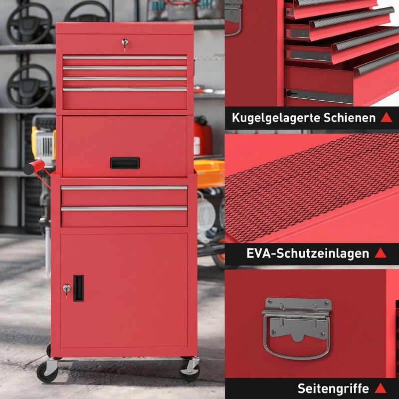 CARRELLO PORTAUTENSILI 62x39,5x82 cm in acciaio rosso