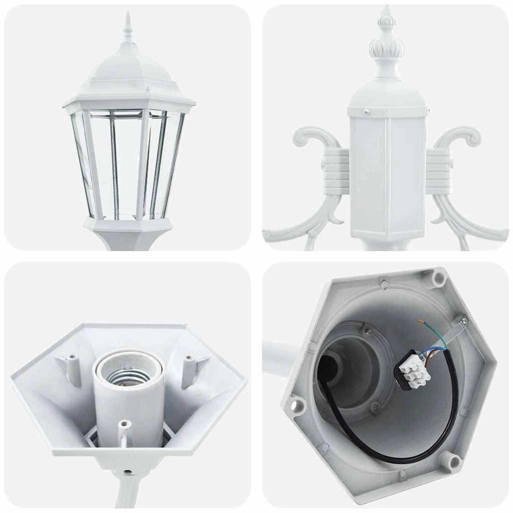 Lampada da giardino vintage 68 x 20 x 235 cm illuminazione potente stile classico alluminio bianco 02_0058417