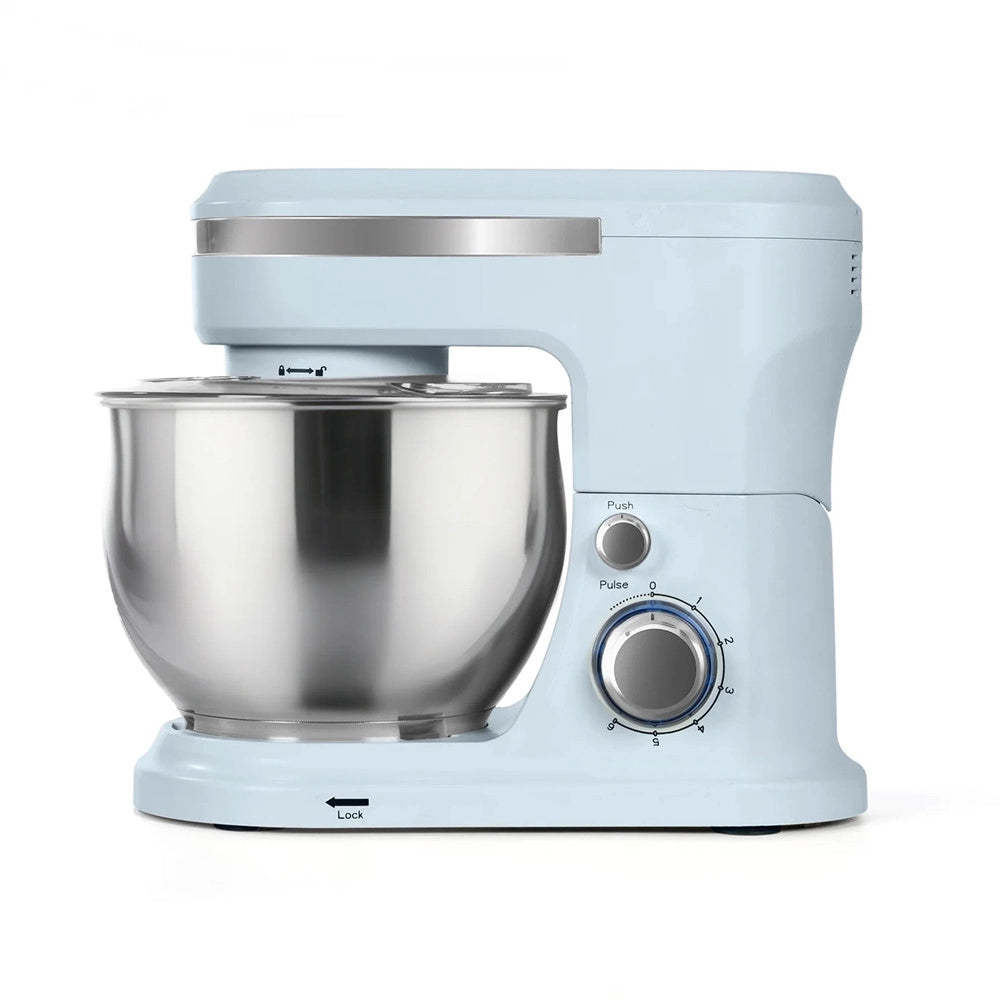 Trade Shop - Impastatrice Planetaria Da Cucina 1000w 5lt Con Coperchio Paraschizzi 3 Ganci 6 Velocità -