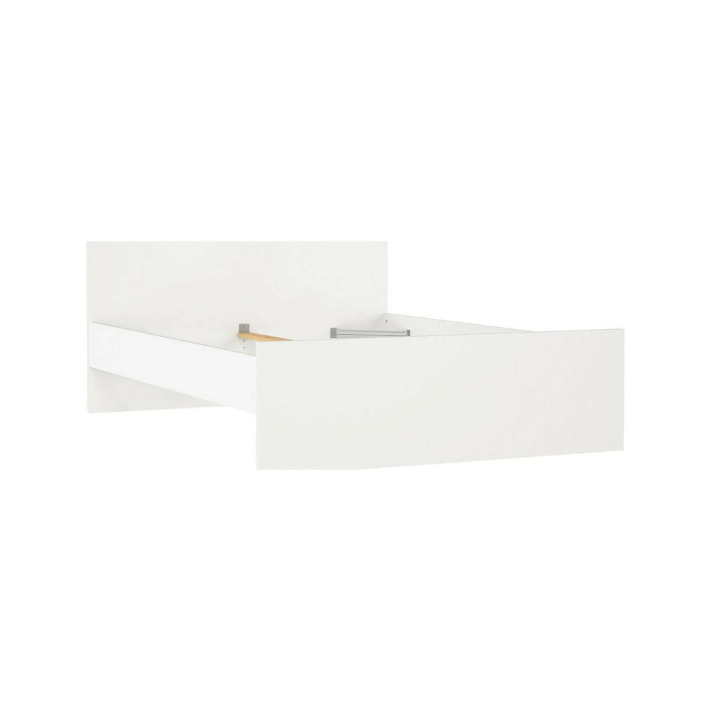 Letto piazza e mezza Gustava, Sommier per camera da letto, Giroletto per stanza, Struttura porta materasso, 197x146 h80 cm, Bianco