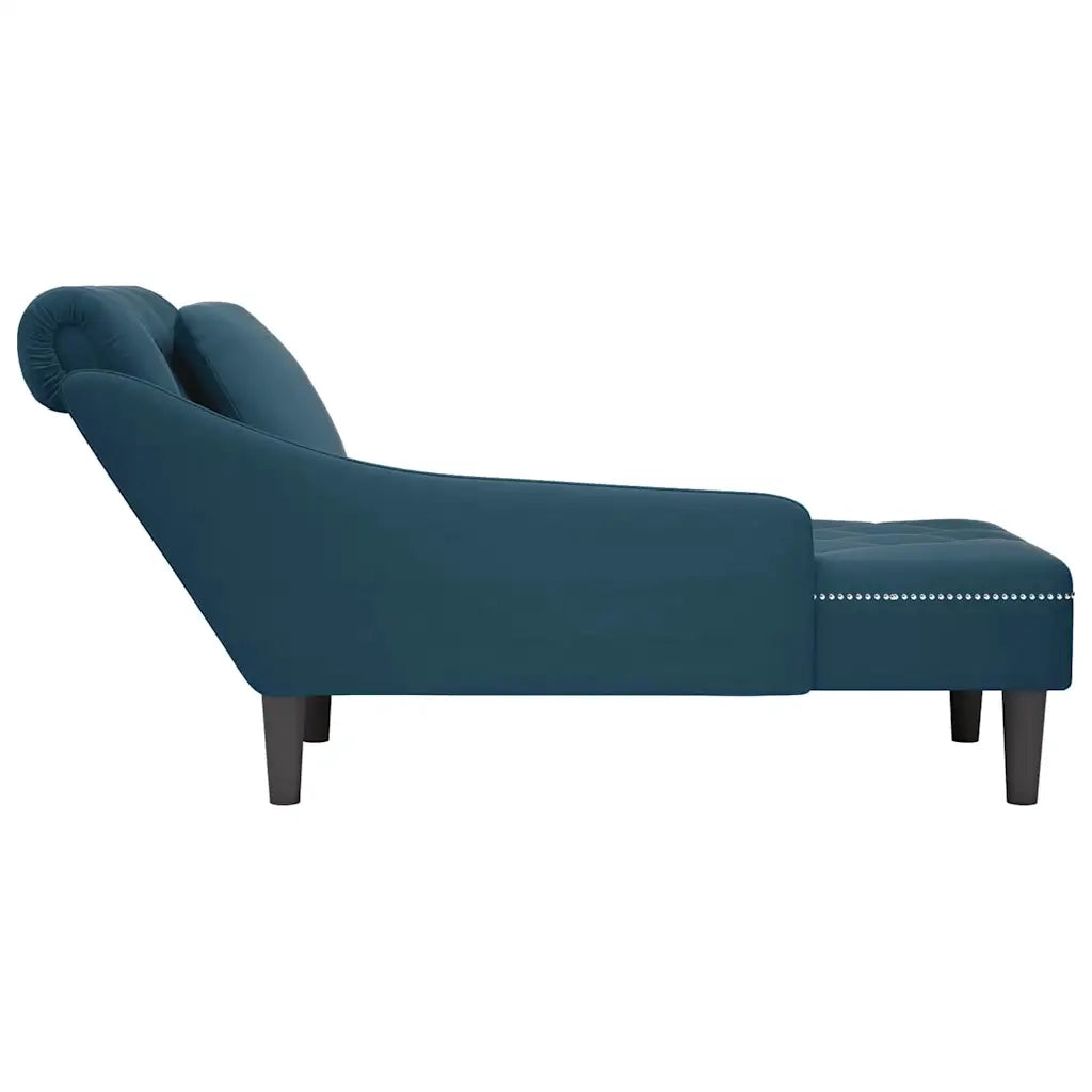 Sdraio con Cuscino e Bracciolo Destro in Velluto Blu 4009771