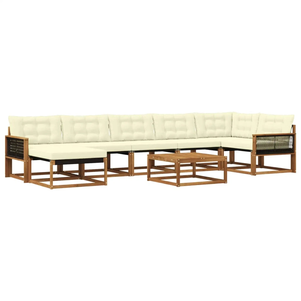 Set di divani da esterno con cuscino 8 pcs Naturale e Crema
