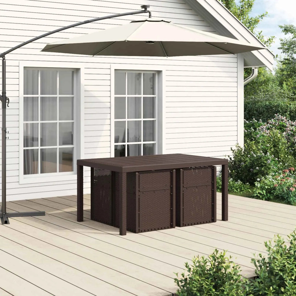 Set da Pranzo per Giardino 5 pcs Marrone e Antracite PP