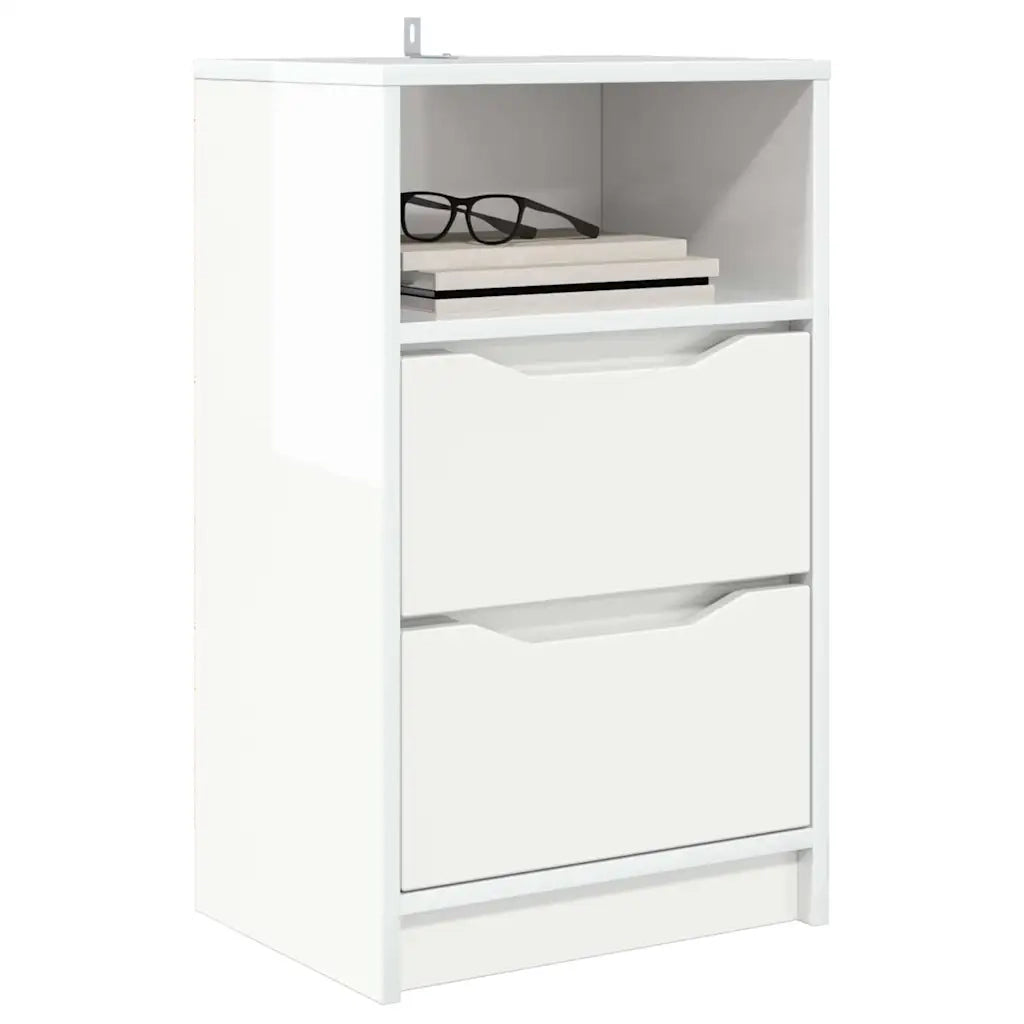 Comodino | Armadio da Notte | Mobiletto da notte Bianco Lucido 40 x 30 x 467 cm Legno multistrato