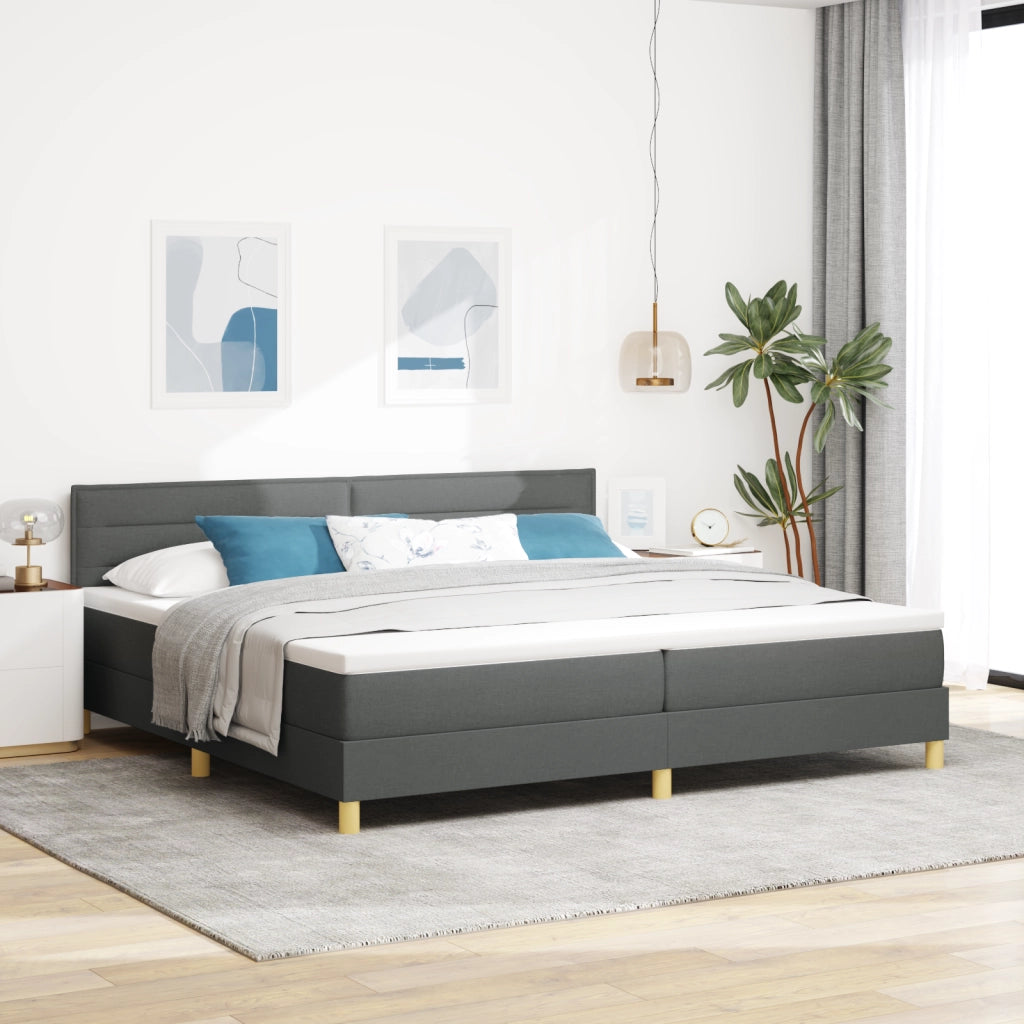 Letto a Mola con Materasso Grigio Scuro 200x200 cm Tessuto