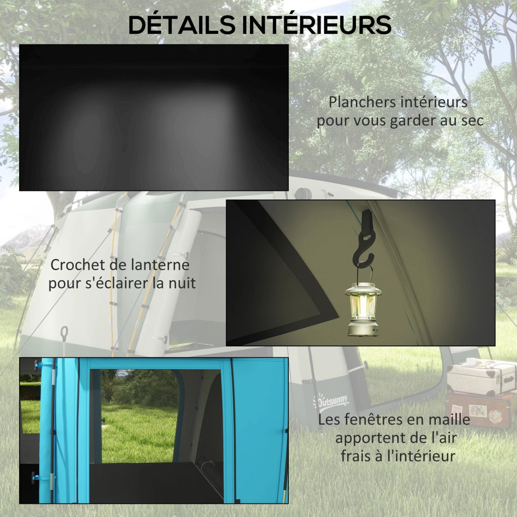 Tenda da Campeggio 3-4 Persone 2 Camere ¨C zephmum ¨C Grigio 460x220x175 cm