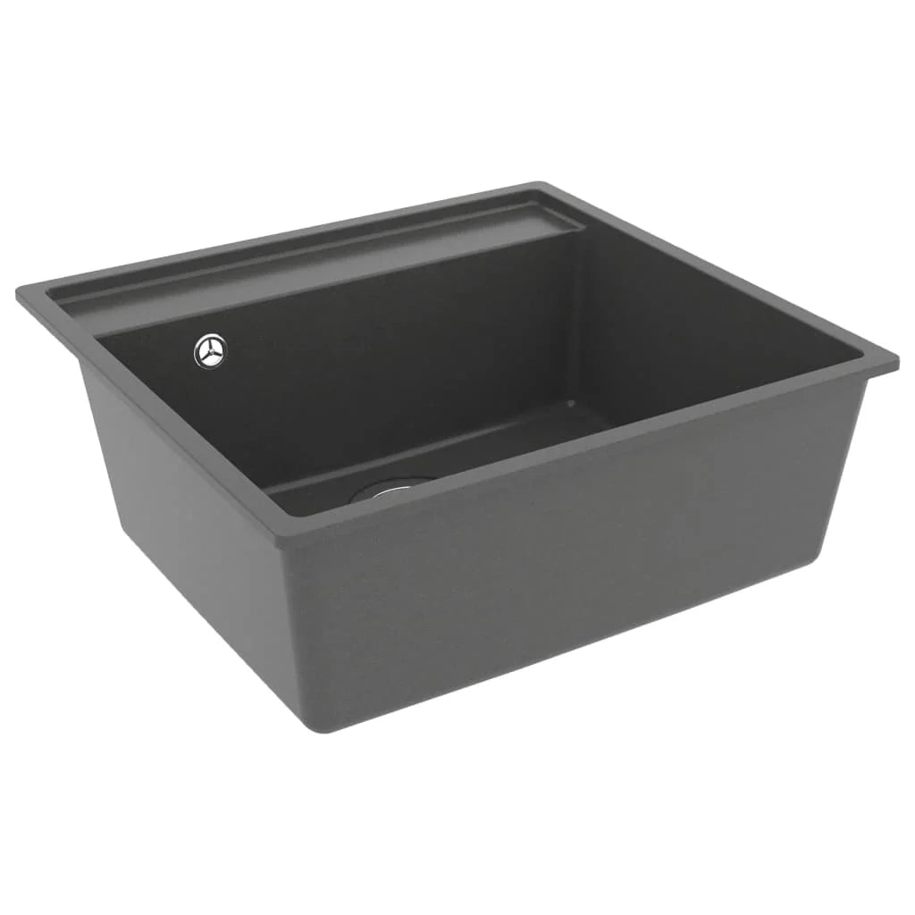 Lavello da cucina con foro troppopieno 53 x 50 cm granito grigio 02_0002382