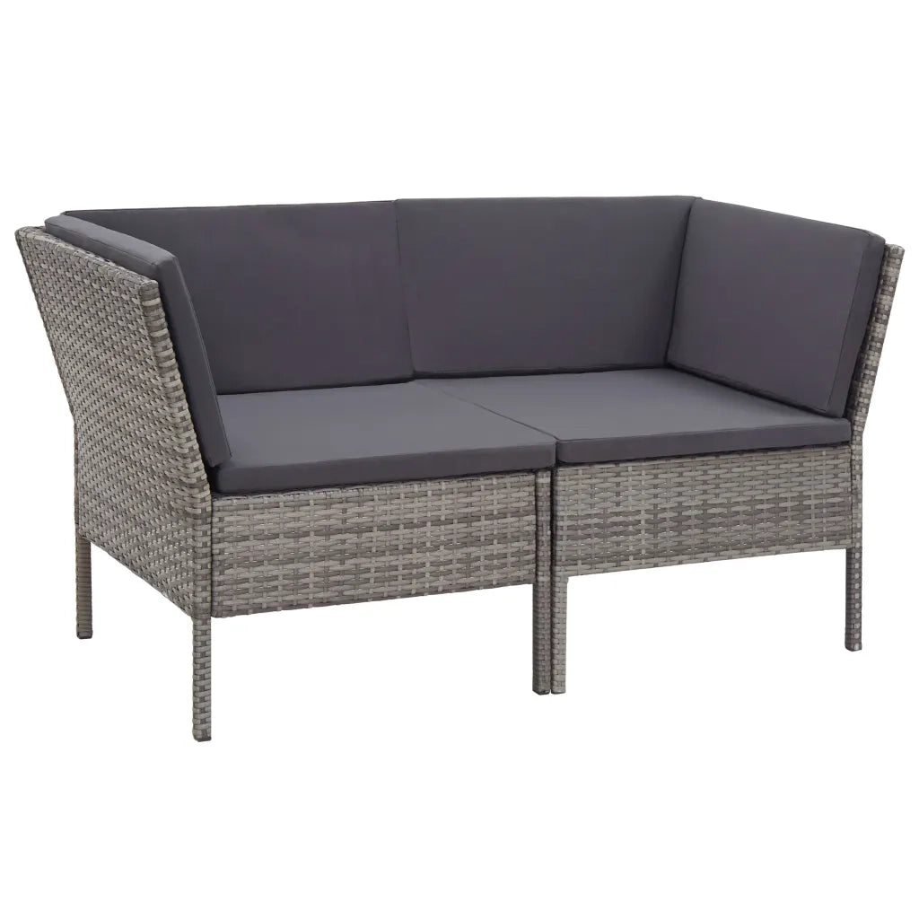 Set Divani da Giardino 6 pz con Cuscini in Polyrattan Grigio cod mxl 37983