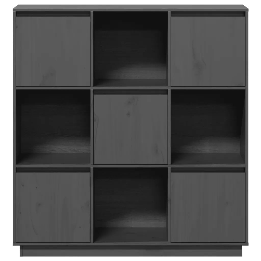 Credenza Grigia 110,5x35x117 cm in Legno Massello di Pino 814371