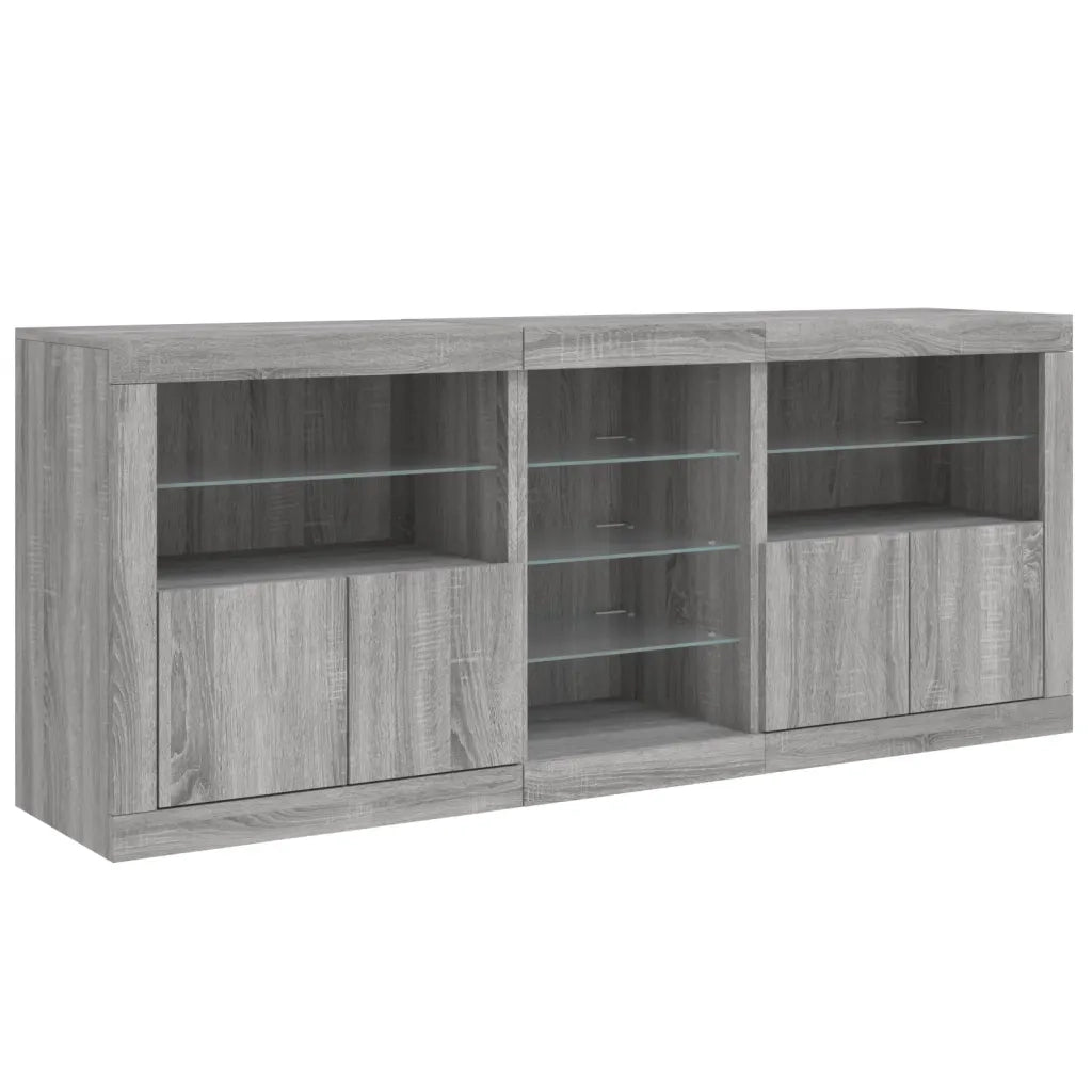 Credenza con Luci LED Grigio Sonoma 162x37x67 cm 3209035