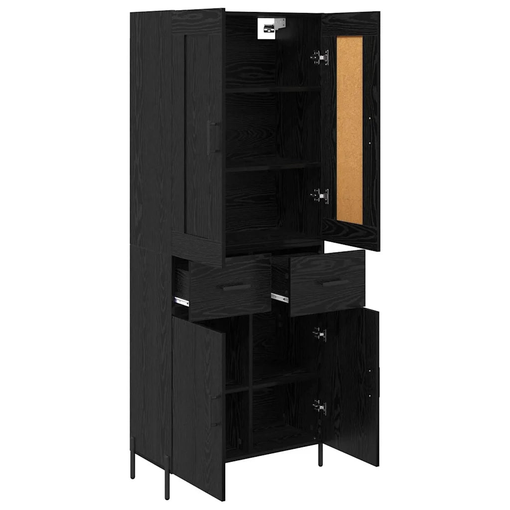 Credenza con cassetto 2 pcs Rovere Nero Legno multistrato