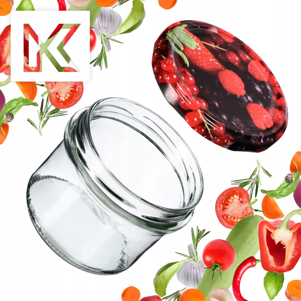 KADAX Tartu vasetti per conserva 235ml 50pz 82mm + coperchi "Frutti di bosco"