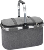 Borsa portaspunti per picnic - coperta impermeabile per spiaggia - borsa isolata per pranzo da 21L - grande capacità - maniglia in alluminio - trasportabile e riutilizzabile - per uomini e donne - viaggi, campeggio - grigio