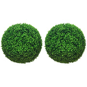 Set di 2 Piante Finte Sfera di Bosso ?40cm, Decorazione per Interno ed Esterno, Verde