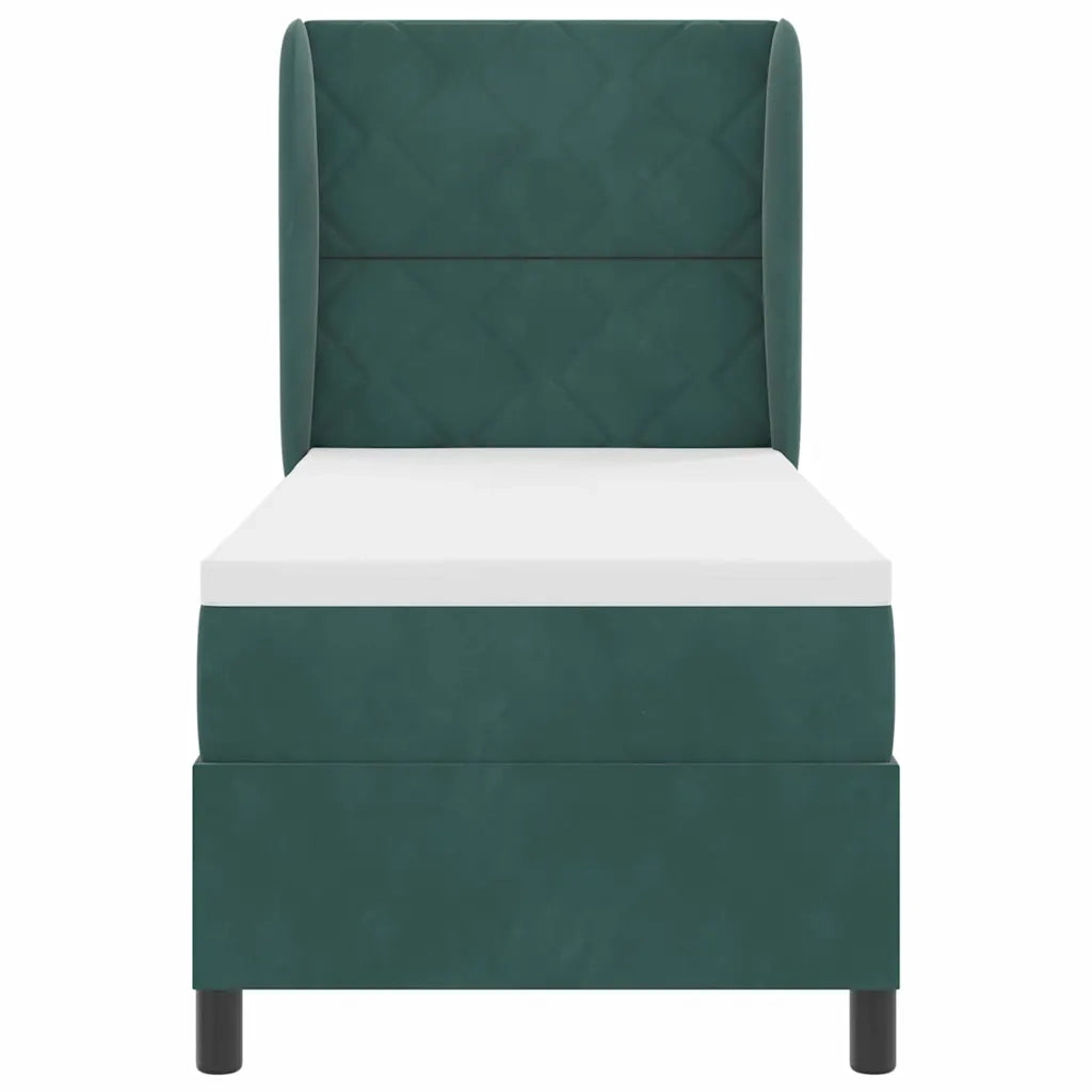 Letto a molle con materasso Verde Scuro 200 x 80 cm Velluto 3340955