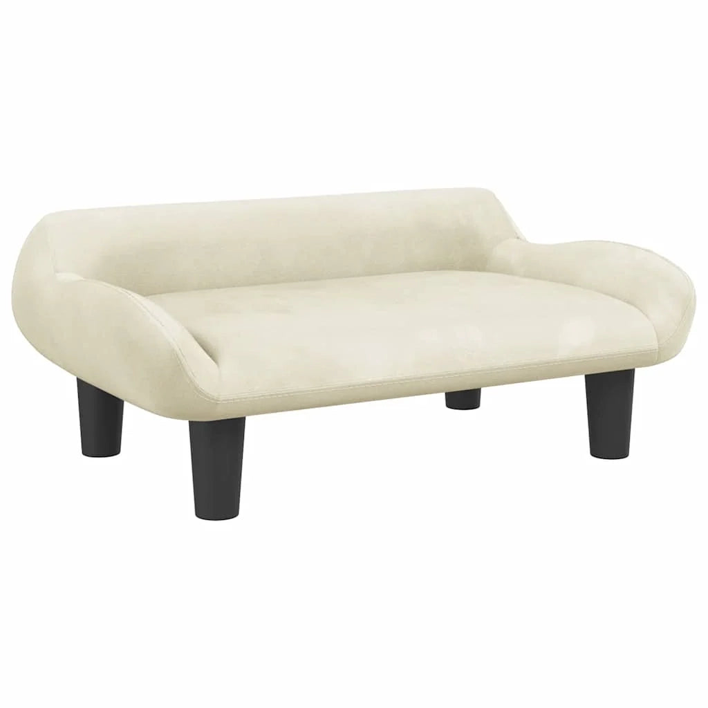 Cuccia per cani a forma di cesto comoda 70 x 40 x 24 cm velluto crema 02_0042792