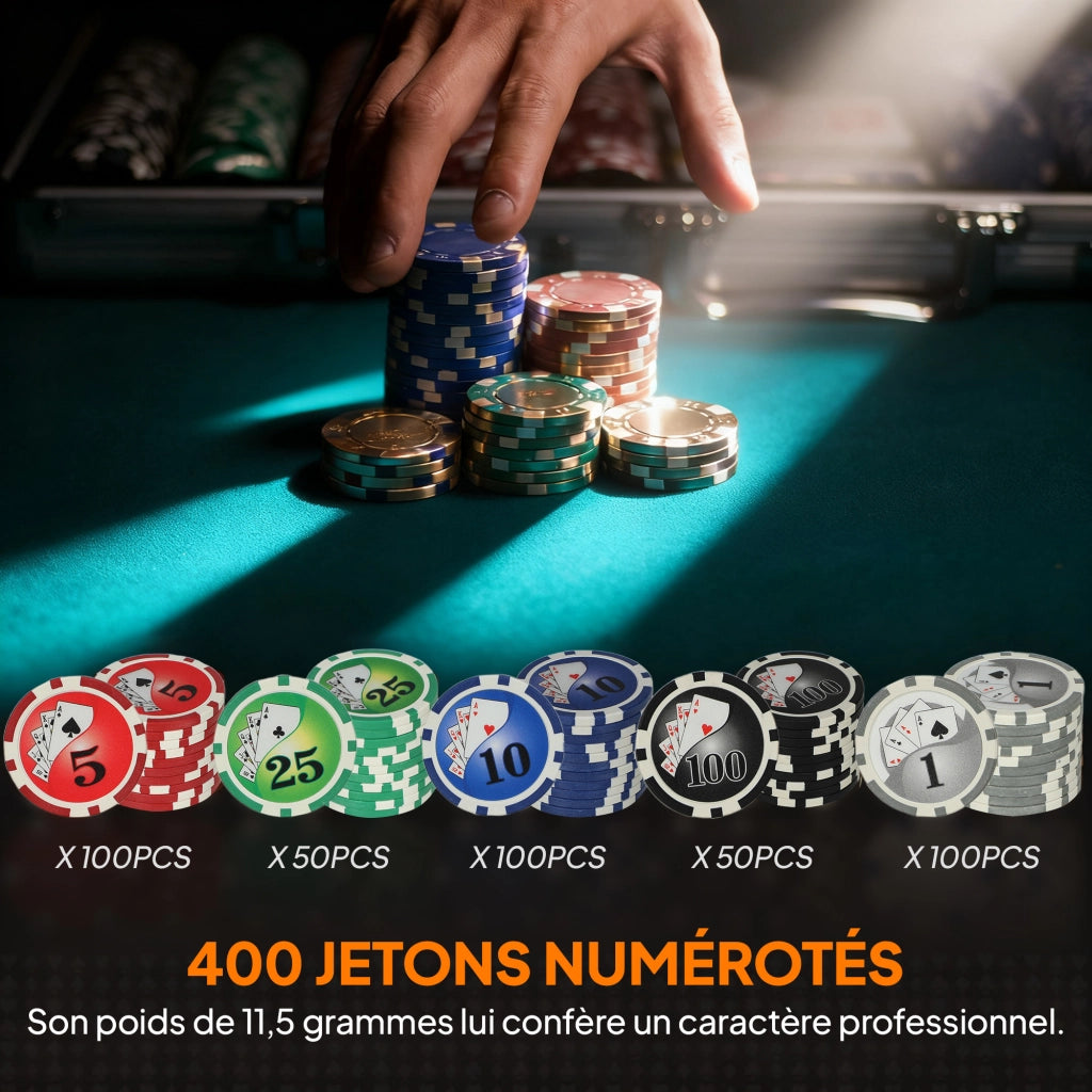 Set di Poker Completo 400 Gettoni ¨C Zephmum ¨C ABS, Carte, Dadi, Tapis, Tappetino