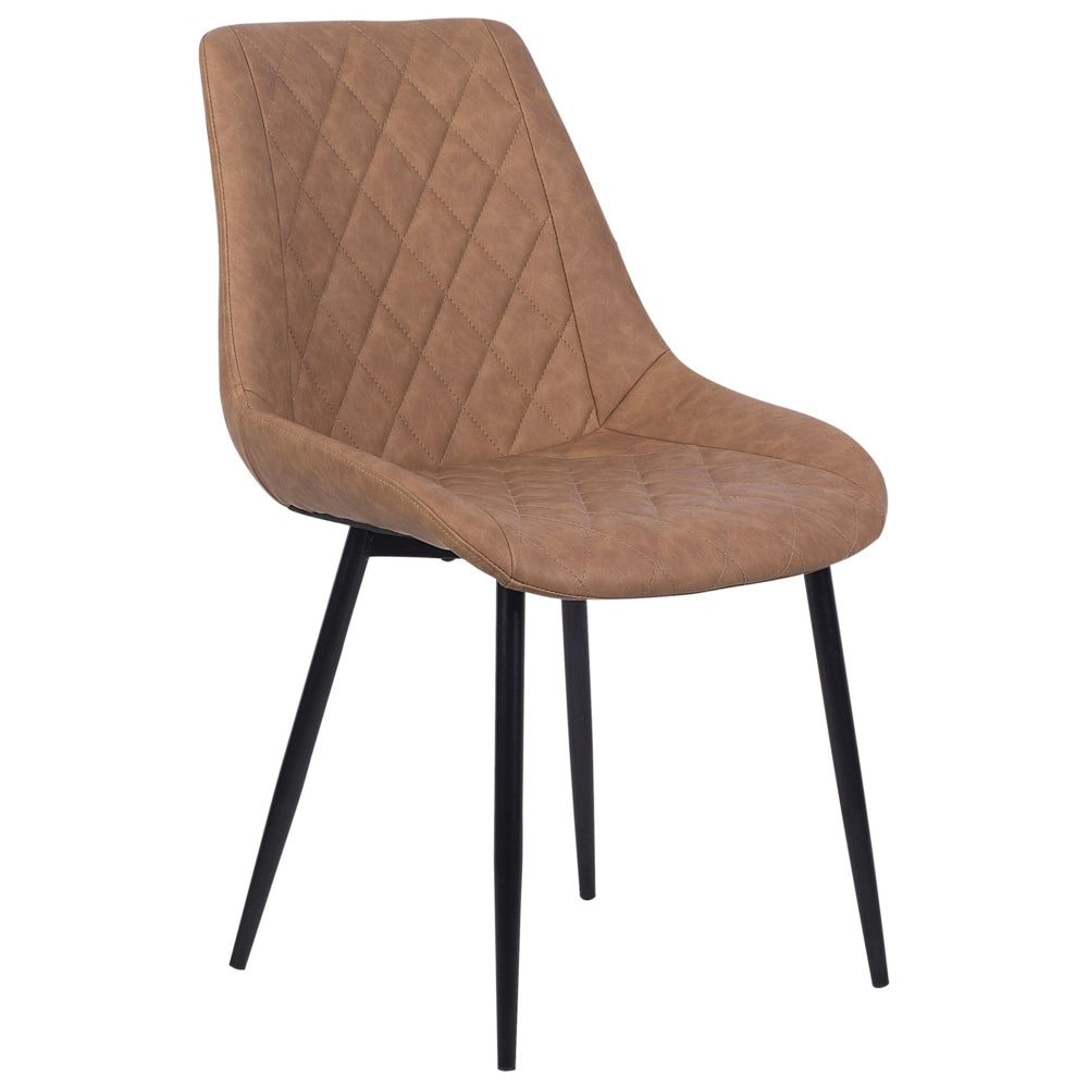 Set di 2 sedie da pranzo Cucina con rivestimento trapuntato in ecopelle marrone dorato