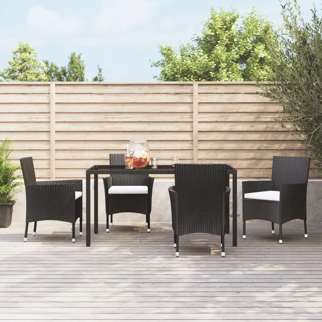 Sedie da Giardino con Cuscini 4 pz | Sedie da Esterno in Polyrattan Nere