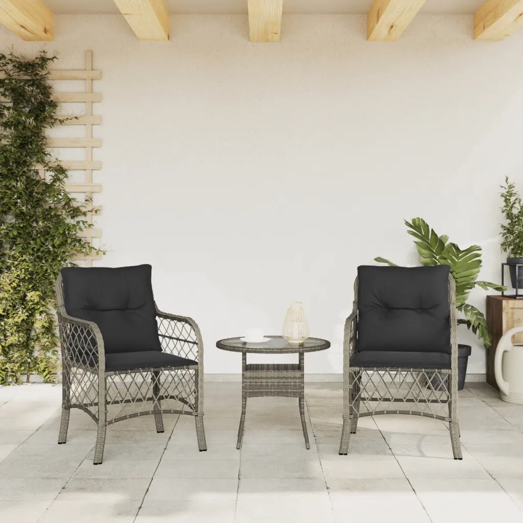 Sedie da Giardino con Cuscini 2 pz | Sedie da Esterno Grigie in Polyrattan