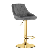 Sgabello girevole VALORA DAKA - Velluto grigio con base dorata