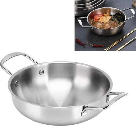 Rama di cucina in acciaio inossidabile con coperchio e maniglie doppie - 20 cm