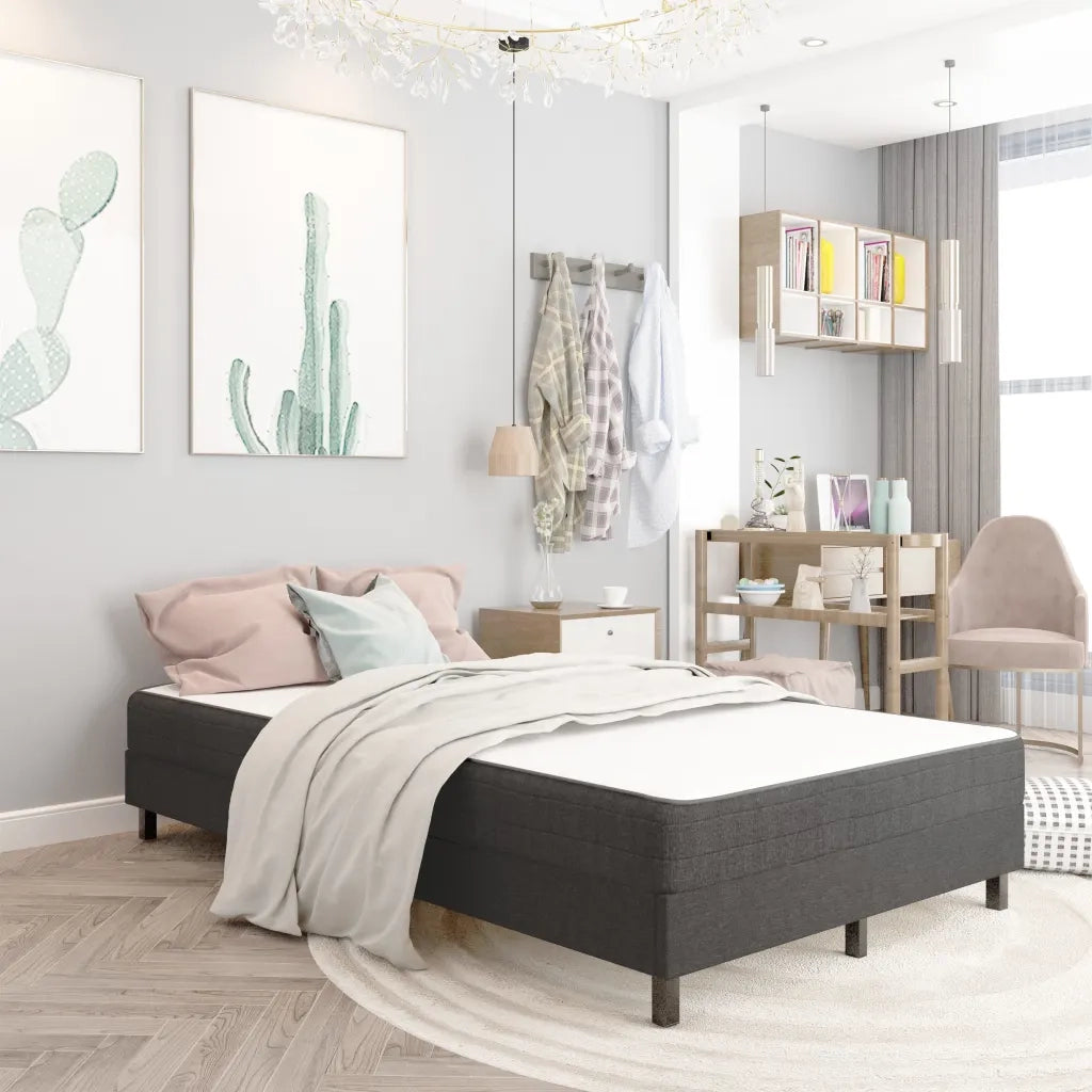 Letto a Molle Grigio Scuro in Tessuto 120x200 cm 3054707
