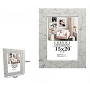 Trade Shop - Cornice Portafoto Quadri Tele Poster 15x20 Cm Modello Effetto Marmo Bianco 71651 -