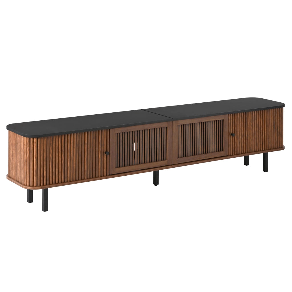 Mobile porta tv noce 190 cm con ante scorrevoli in rete e struttura in MDF