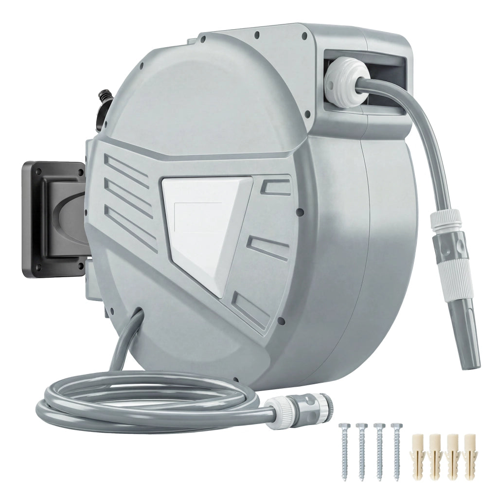 Avvolgitubo Murale Automatico Giardino 20m ¨C Xylo ¨C Grigio ? 15mm Rotazione 180¡ã