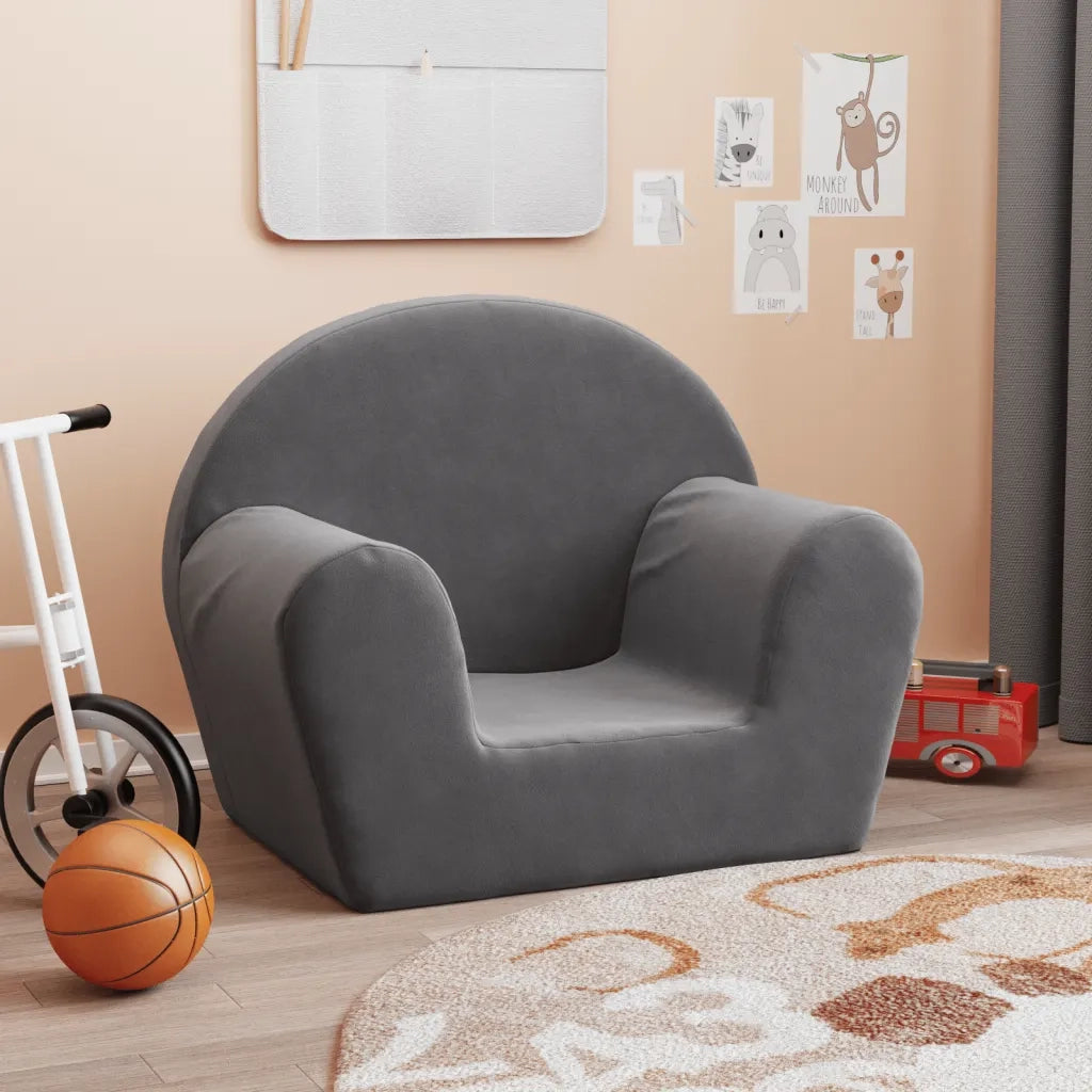 Divano per Bambini-Sofa-Divanetto Antracite in Morbido Peluche 376466
