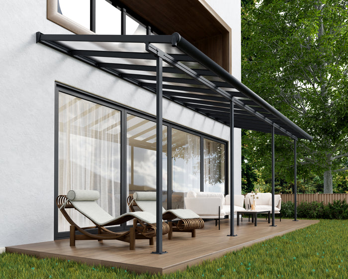 Pergola Sierra Addossata in Alluminio  2.3X6.7 m Grigio