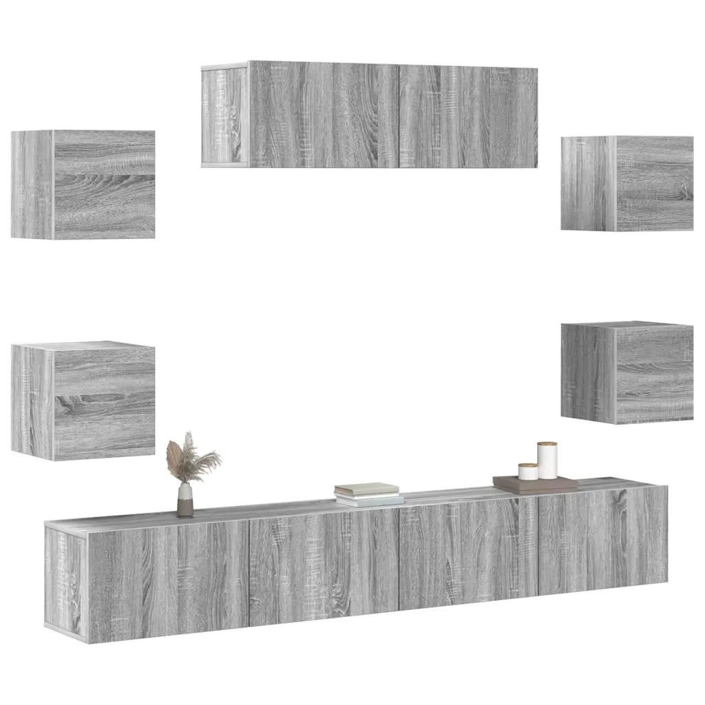 Set di Mobili Porta TV 7 pz Grigio Sonoma in Legno Multistrato cod mxl 22784