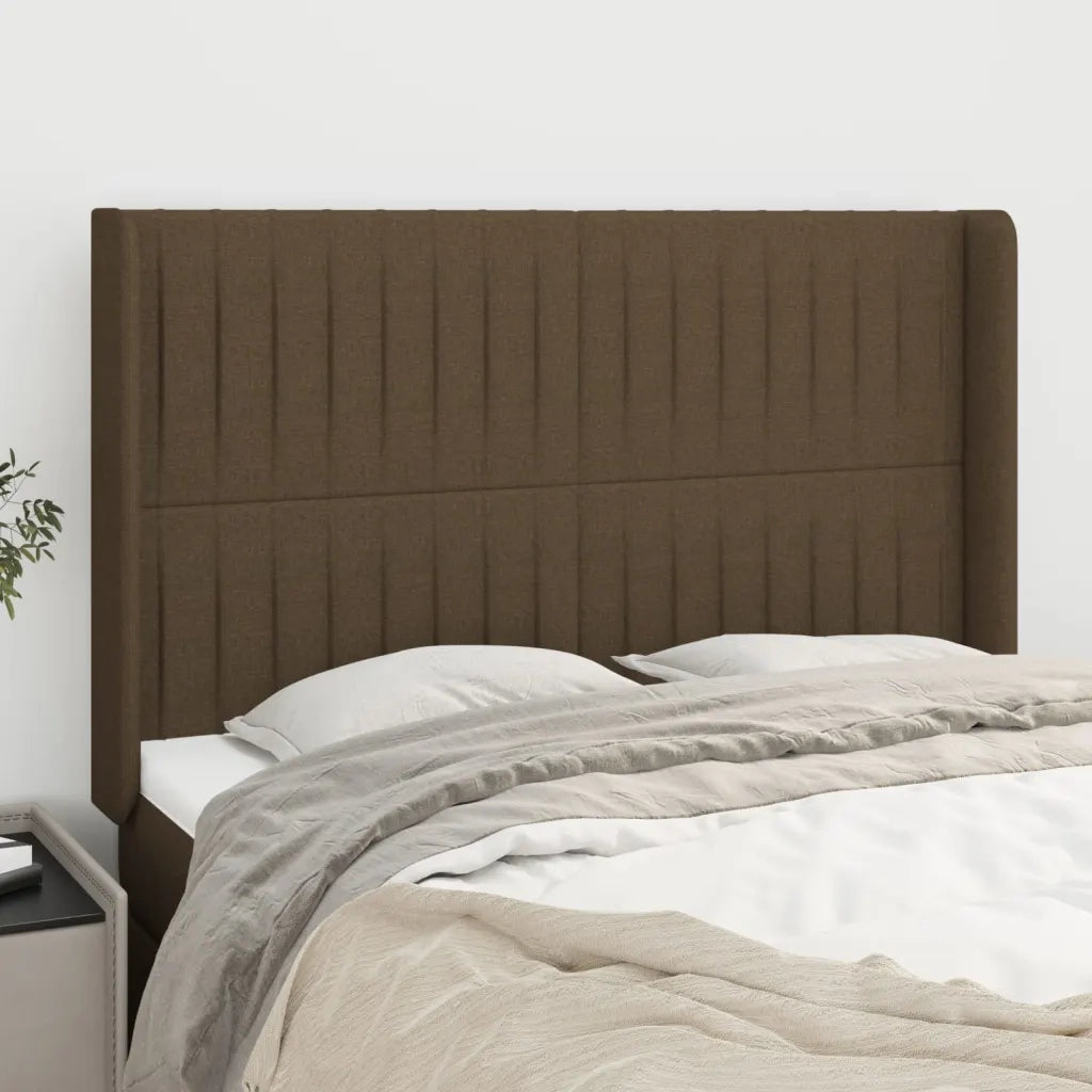 Testiera ad Orecchio-Testata con Orecchie MarroneScuro147x16x118/128cm inTessuto 764672