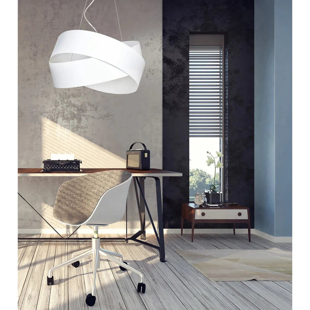 Sospensione Moderna 1 Luce In Fasce Di Acciaio Bianco