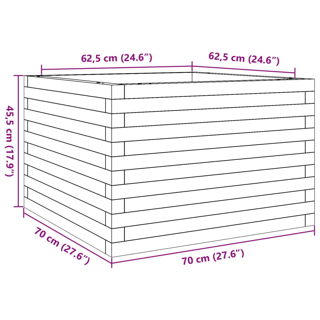 Fioriera Giardino Marrone Cera 70x70x45,5cm Legno Massello Pino 847255